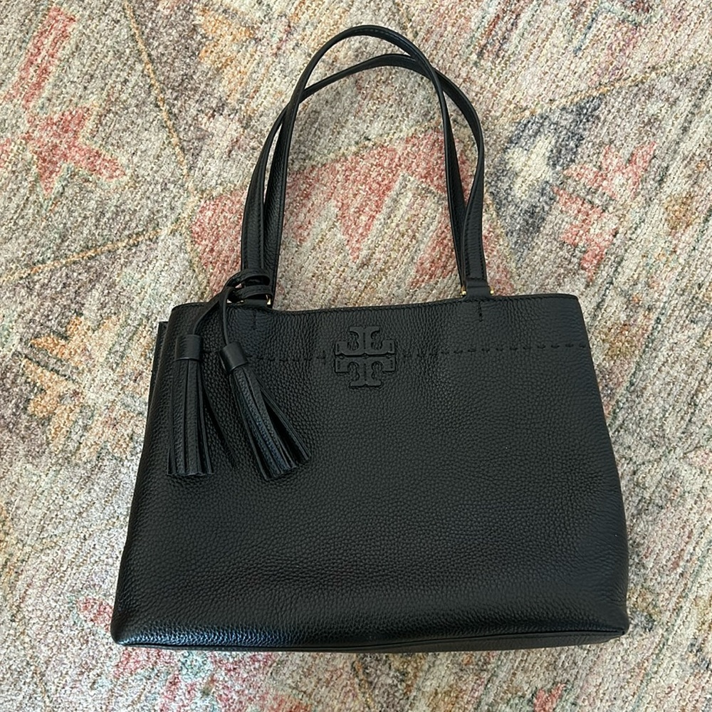 Tory Burch Black Leather Mcgraw Tote